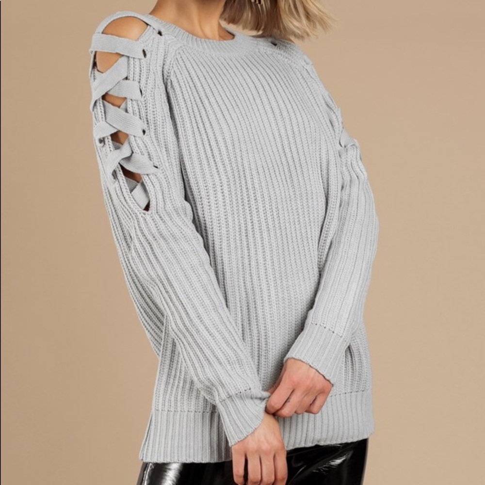 Tobi Lace Up Shoulder Sweater